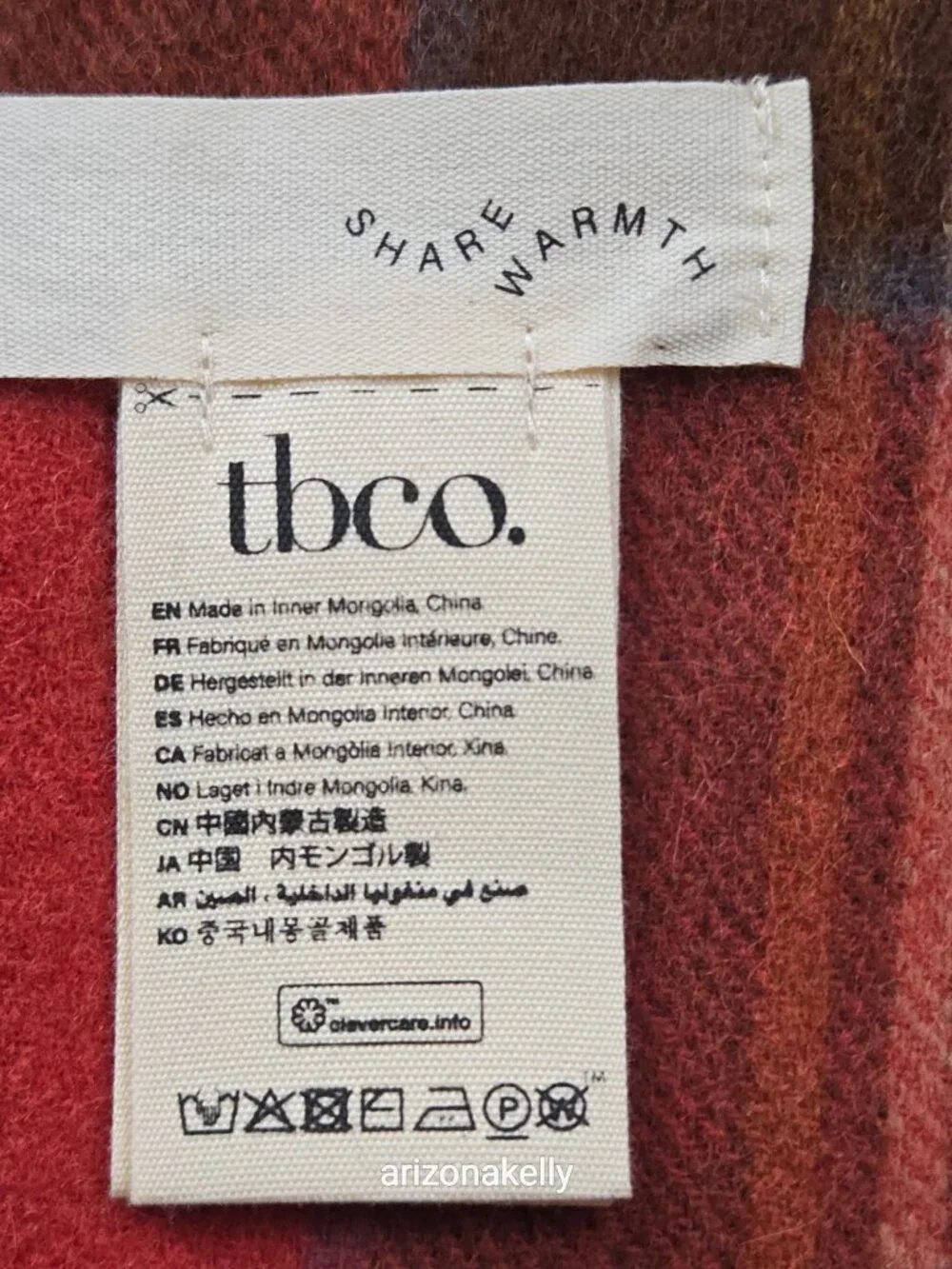 NWOT tbco Red Plaid Scarf Lambswool - Picture 7 of 12